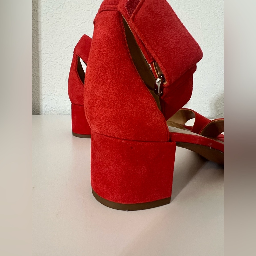 Franco Sarto Rosalina Suede Block Heel Sandal Red Size‎ 7 Minimalist Normcore - Picture 5 of 10